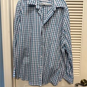 Saddlebred Blue and White Plaid Button Down Shirt